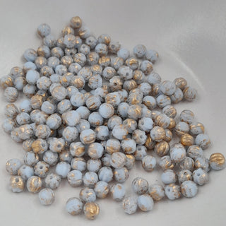 Czech Glass 4mm Melon Periwinkle With Gold Wash