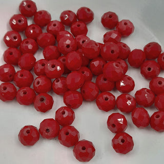 Glass Faceted Rondelle Bead Red 6x8mm