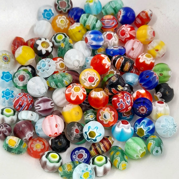Millefiori Glass Beads Mixed Shapes & Sizes