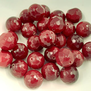 Bead - 14mm Glass Faceted Dark Red