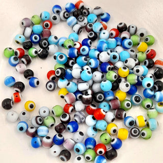 4mm Glass Round Evil Eye Bead Mixed Colours