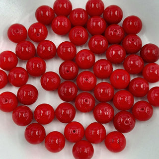 8mm Glass Round Pearl Cherry Red
