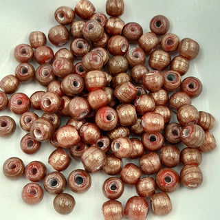 Glass 5mm Barrel Red With Copper Sparkle Finish