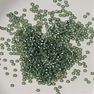 Miyuki Seed Beads Size 15 Semi Matte Silver Lined Light Green 3gm Bag