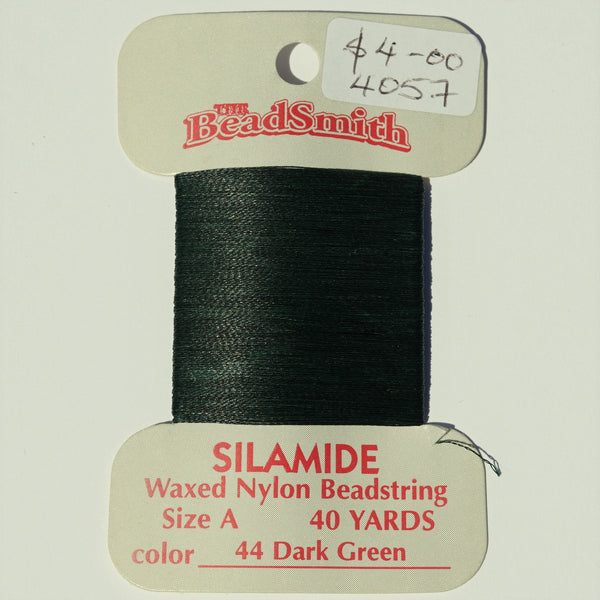 Silamide Waxed Nylon Beadstring 40 Yards (36.6m) Dark Green