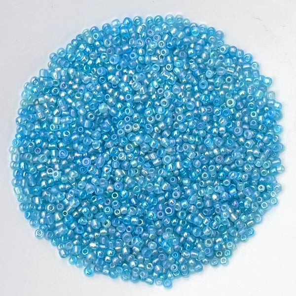 Chinese Seed Beads Size 11 Transparent Turquoise AB 25gm Bag