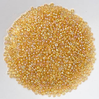 Chinese Seed Beads Size 11 Transparent Light Gold AB 25gm Bag