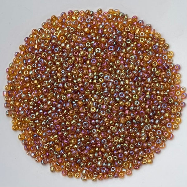 Chinese Seed Beads Size 11 Transparent Gold AB 25gm Bag