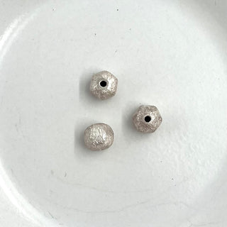 Sterling Silver Matte Round Hexagon Bead 8mm