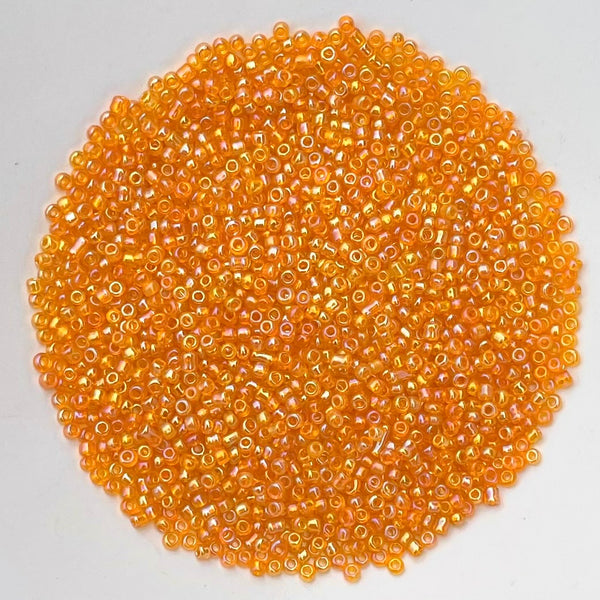 Chinese Seed Beads Size 11 Transparent Orange AB 25gm Bag